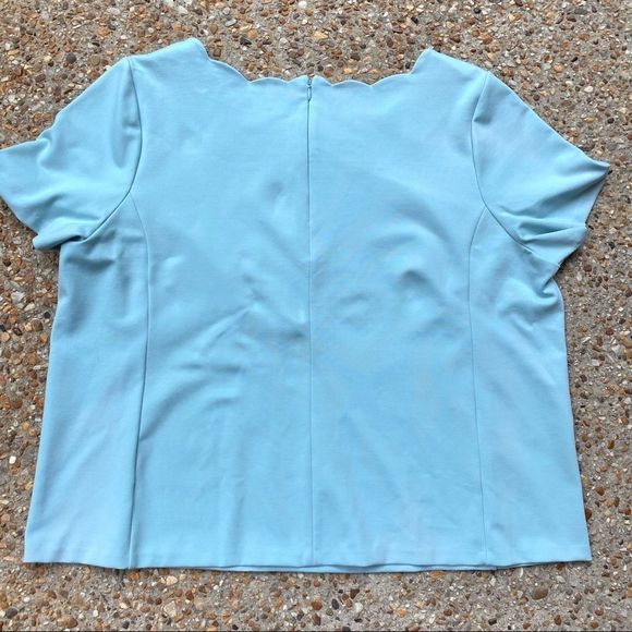 NWT Talbots Scallop Neck Robin Egg Color Short Sleeve Blouse Size 3X P - Picture 6 of 6